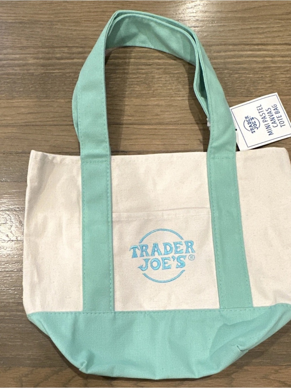 Trader Joe's Mint and Cream Canvas Tote